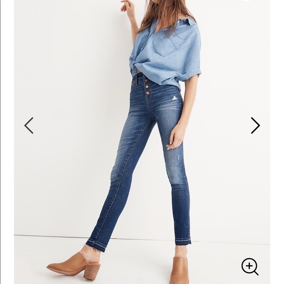 Madewell 10” High Rise Button Drop Hem Skinny Jean - Picture 2 of 4